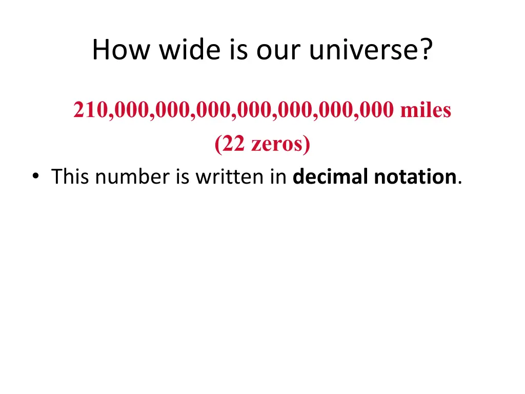 how wide is our universe