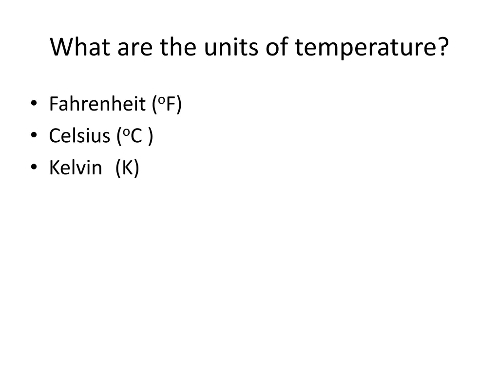 what are the units of temperature