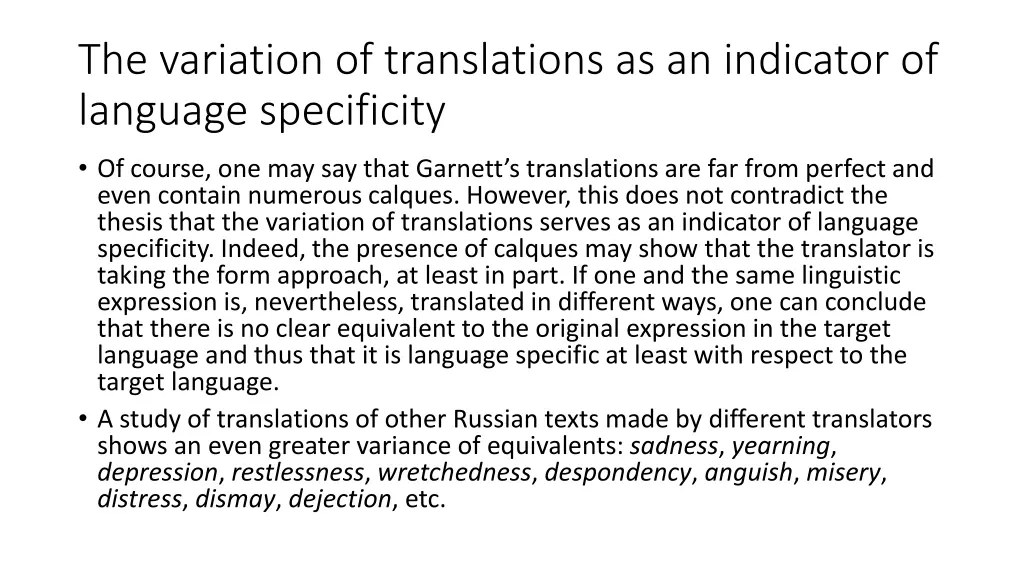 the variation of translations as an indicator