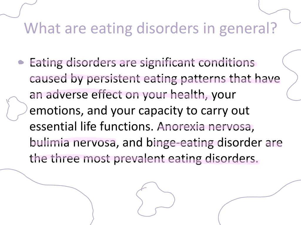 what are eating disorders in general