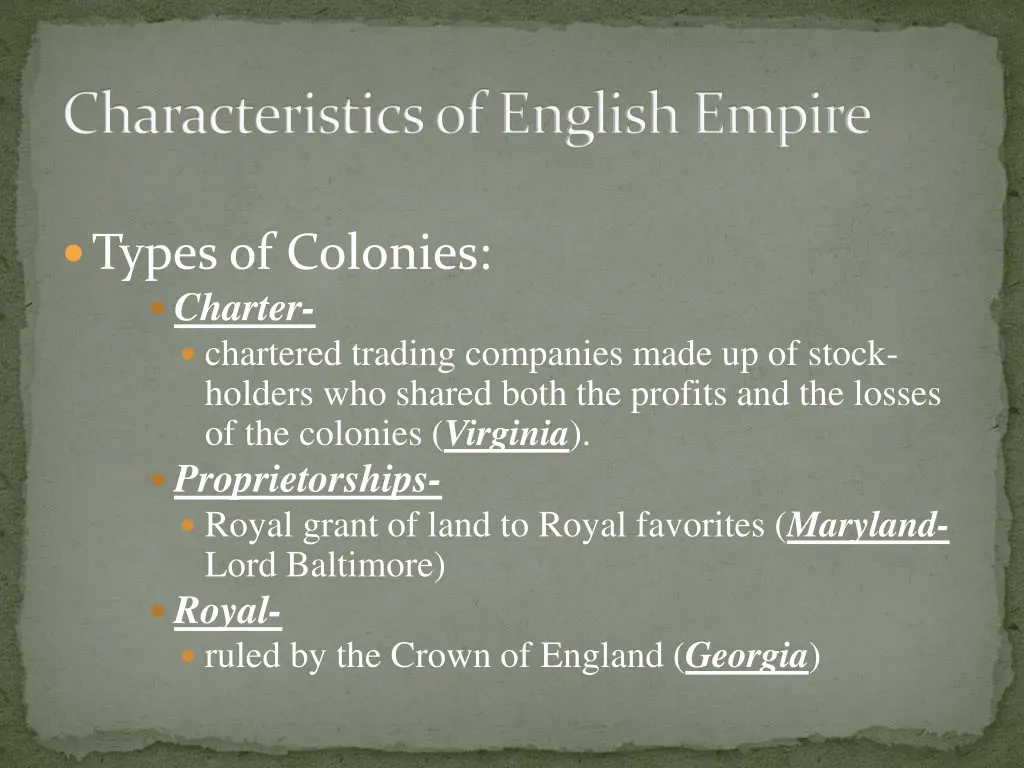 characteristics of english empire