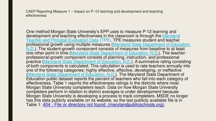 caep reporting measure 1 impact on p 12 learning