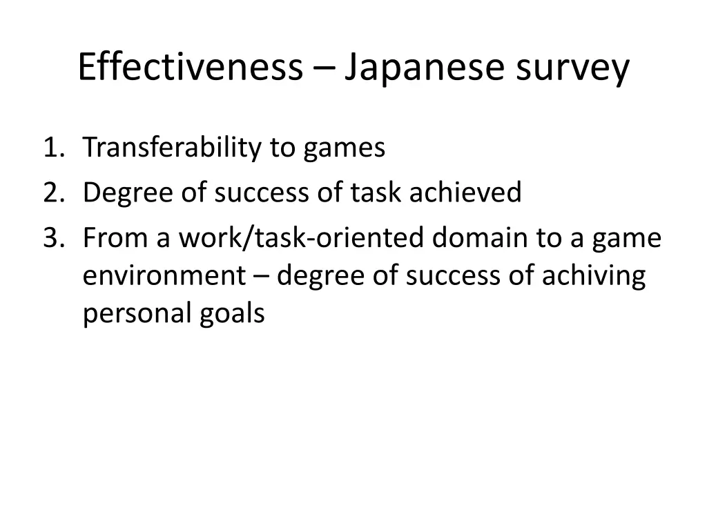 effectiveness japanese survey