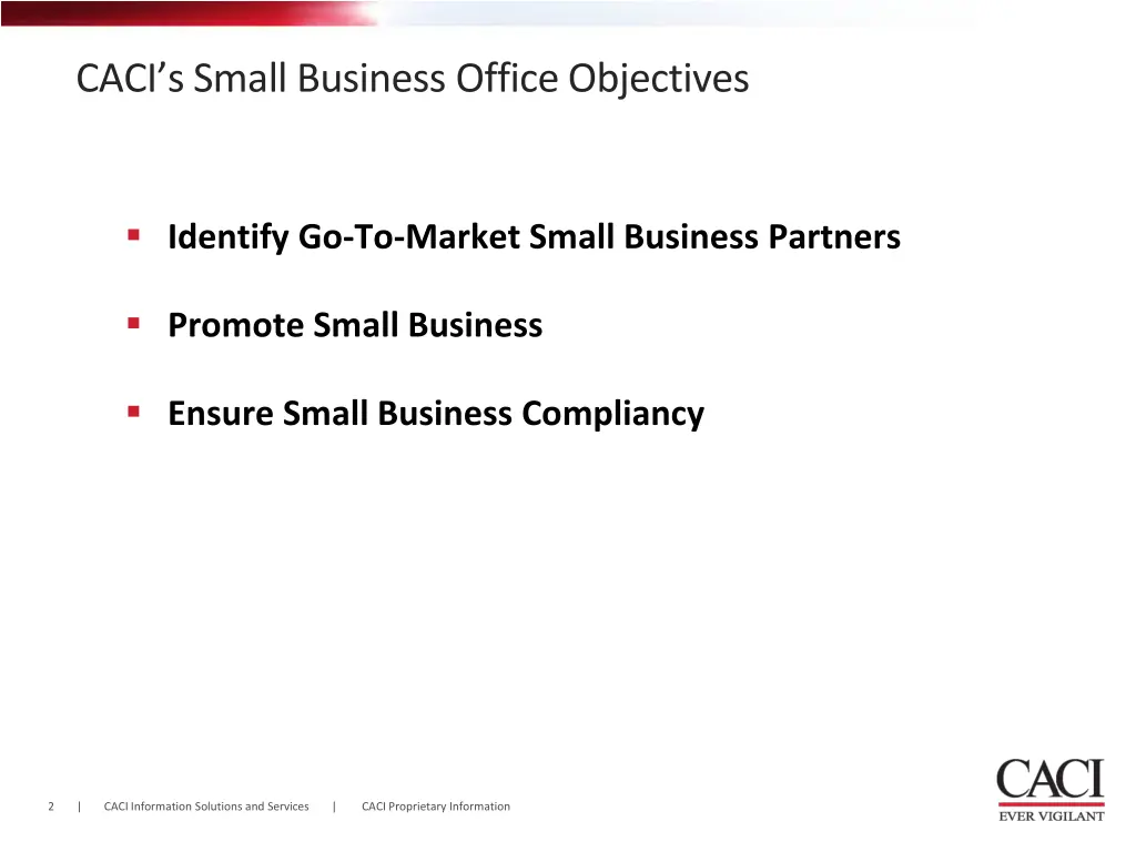 caci s small business office objectives