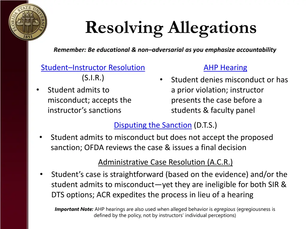 resolving allegations