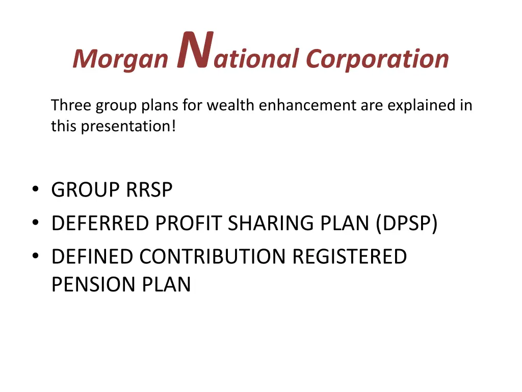 morgan n ational corporation 1