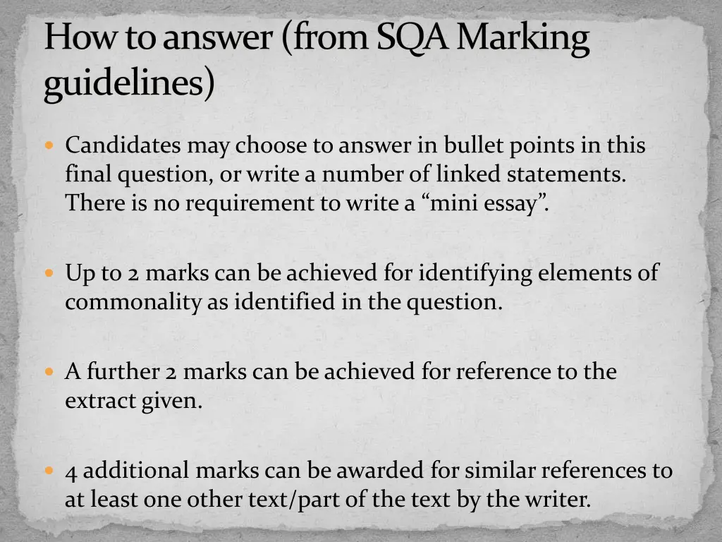 how to answer from sqa marking guidelines