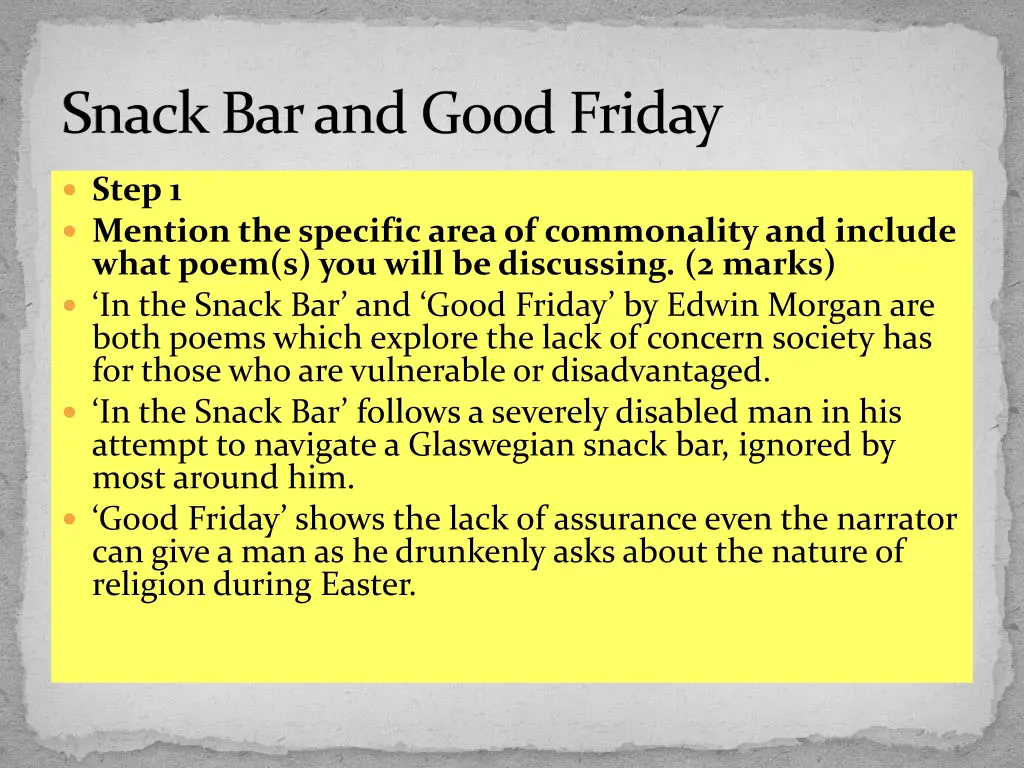 snack bar and good friday