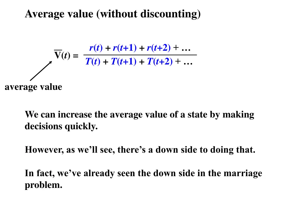 average value without discounting