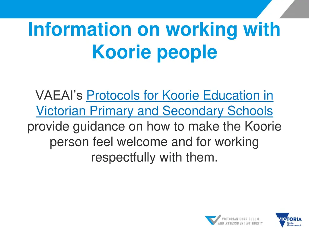 information on working with koorie people