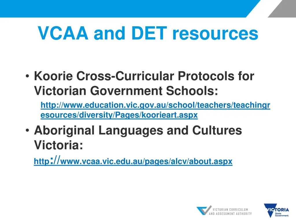 vcaa and det resources