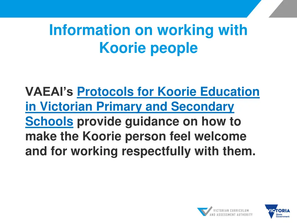 information on working with koorie people