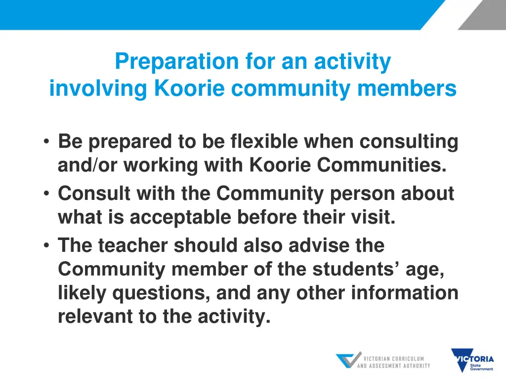 preparation for an activity involving koorie