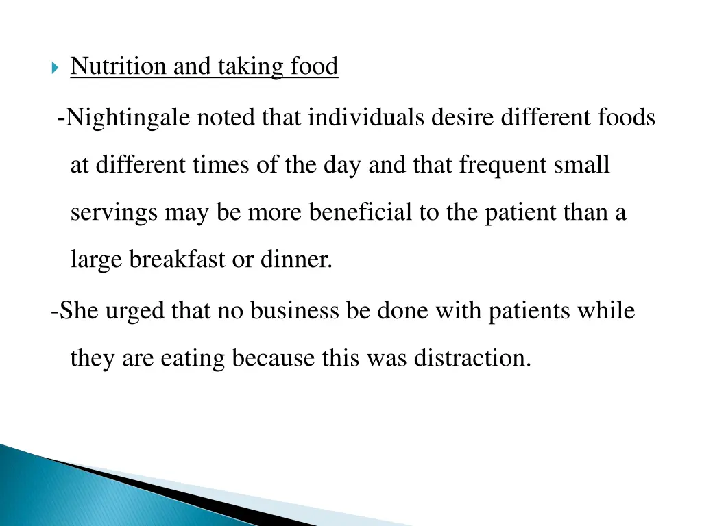 nutrition and taking food