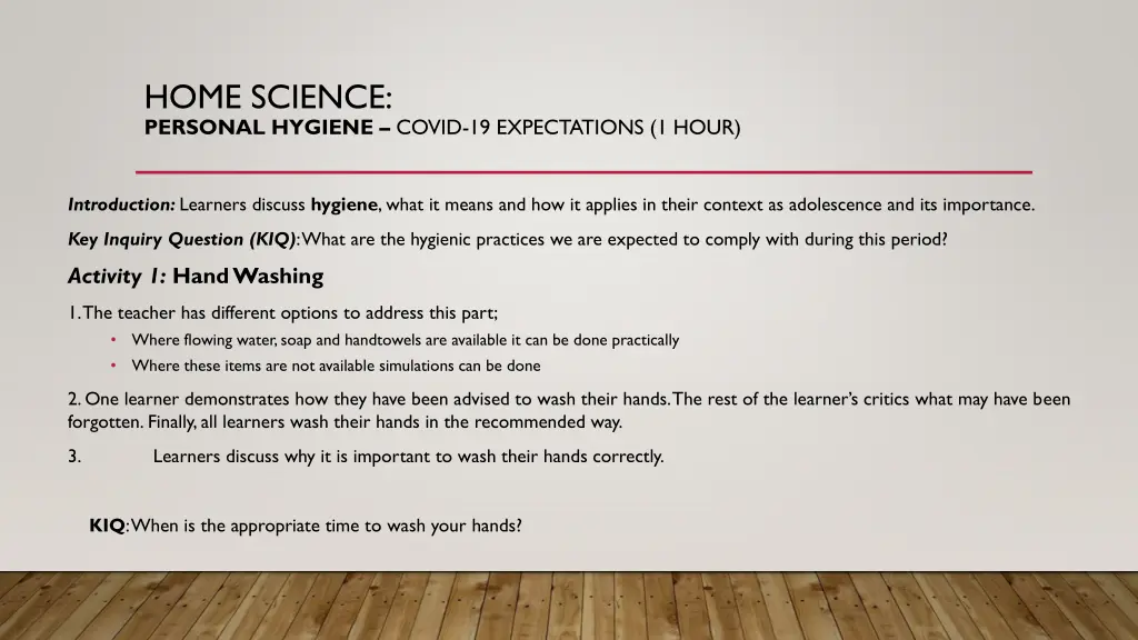 home science personal hygiene covid