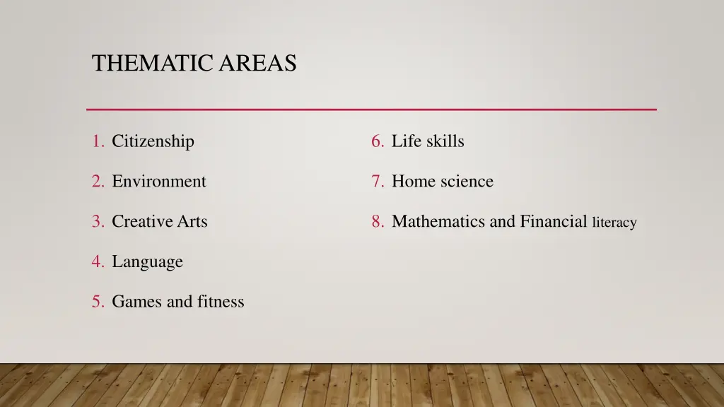 thematic areas