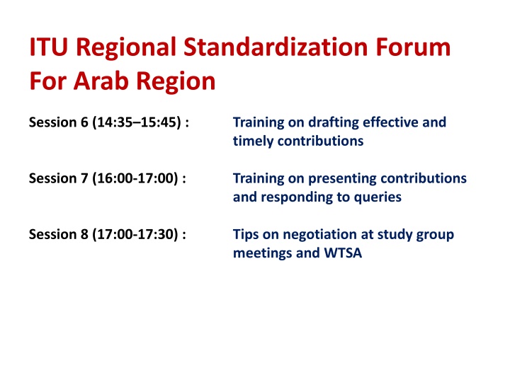 itu regional standardization forum for arab region