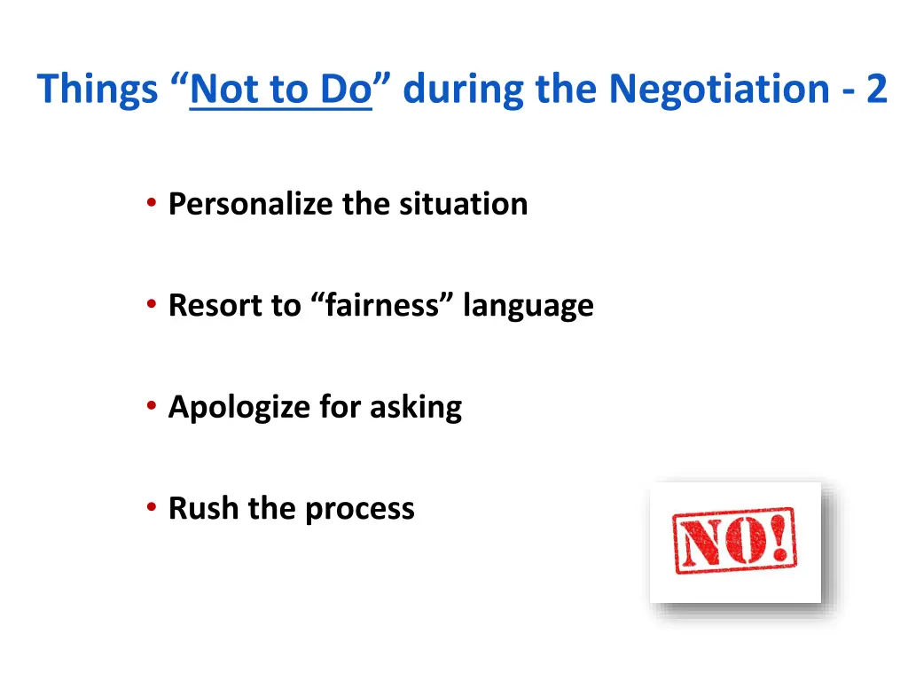 things not to do during the negotiation 2