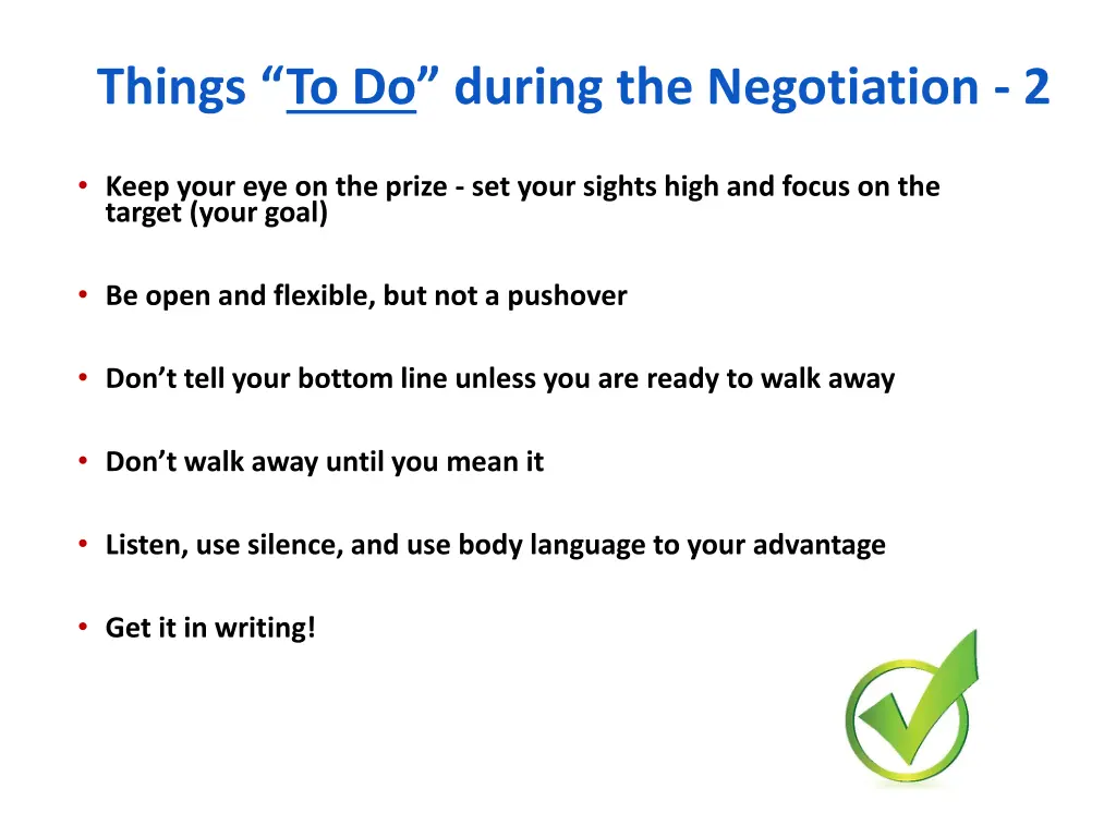 things to do during the negotiation 2