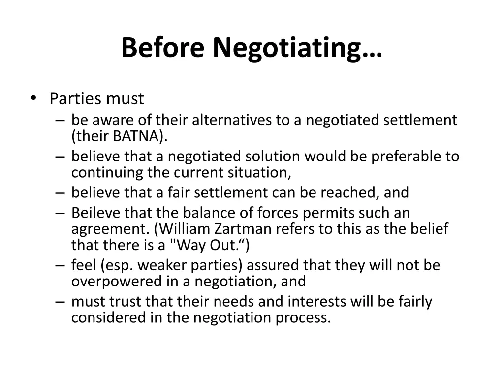 before negotiating