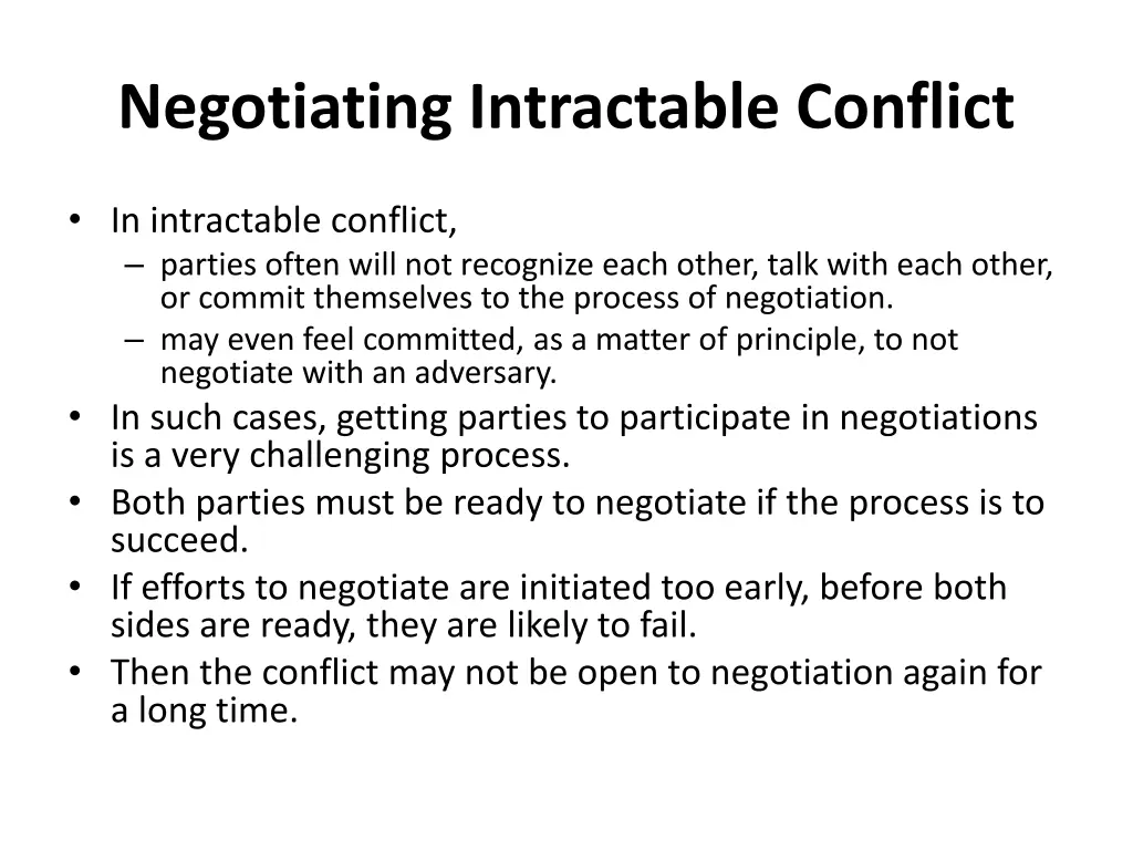 negotiating intractable conflict