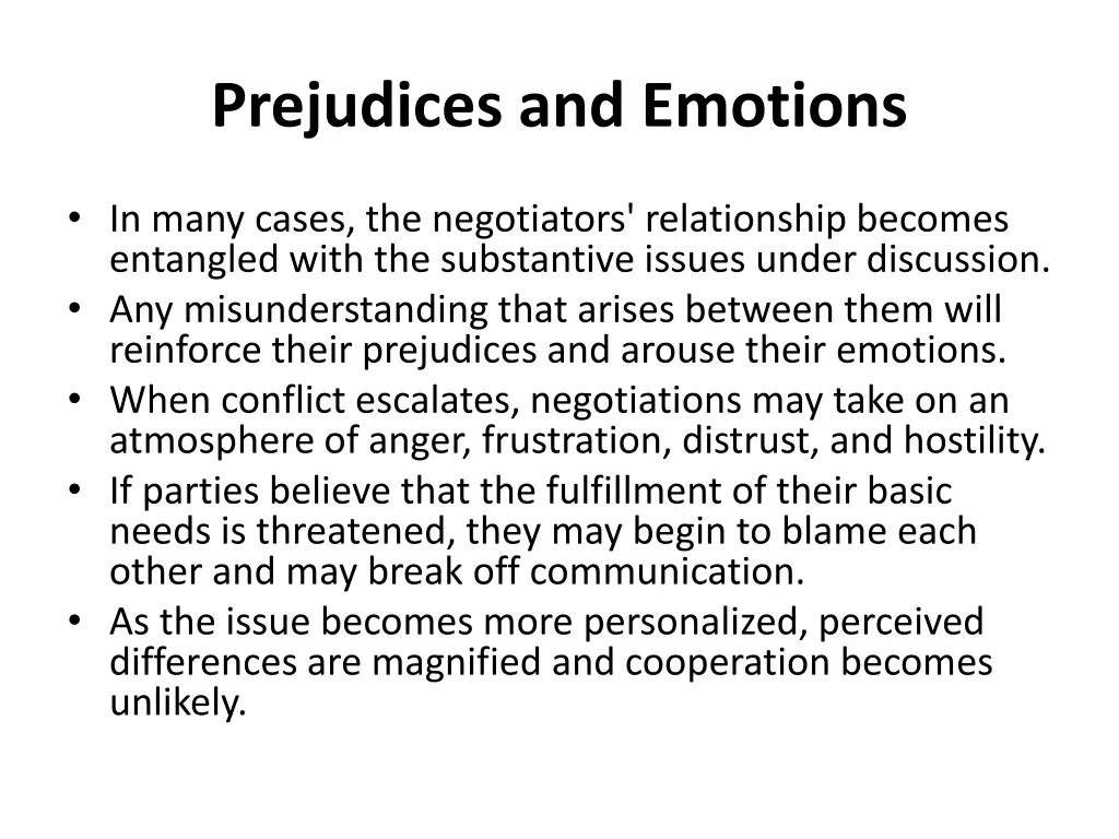 prejudices and emotions