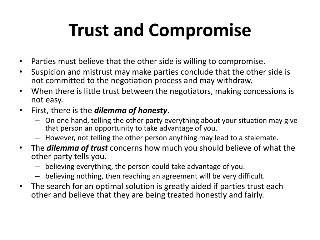 trust and compromise