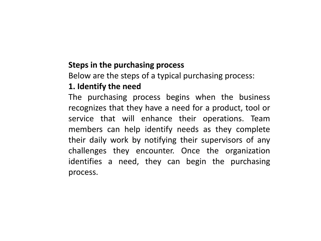 steps in the purchasing process below