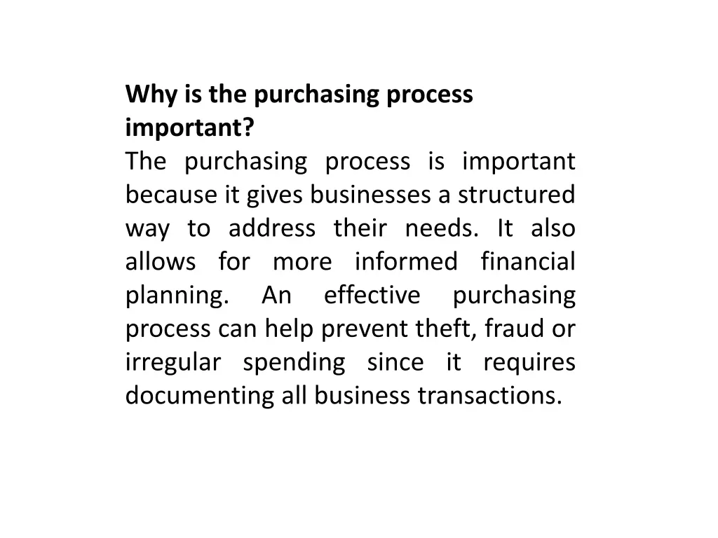 why is the purchasing process important