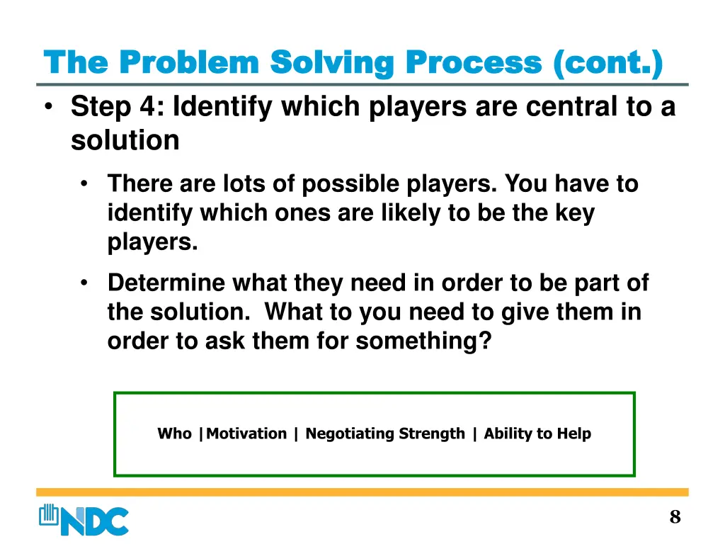 the problem solving process cont the problem 2