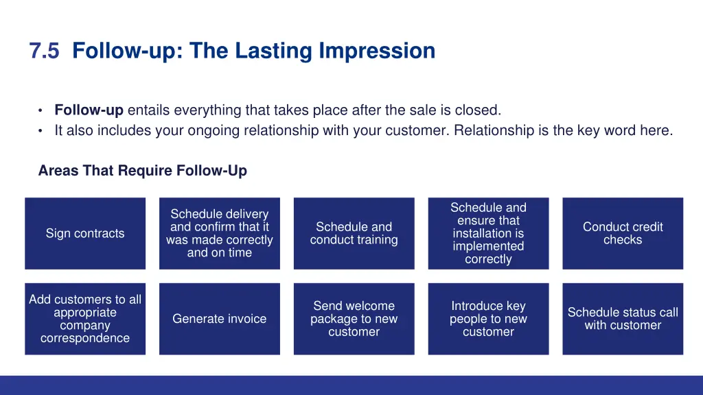 7 5 follow up the lasting impression