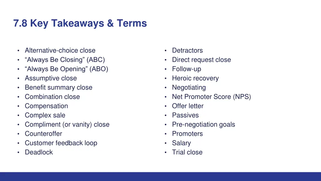 7 8 key takeaways terms