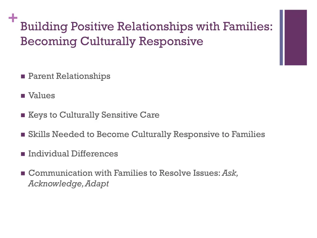 building positive relationships with families