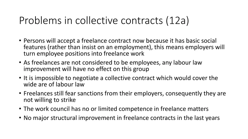 problems in collective contracts 12a