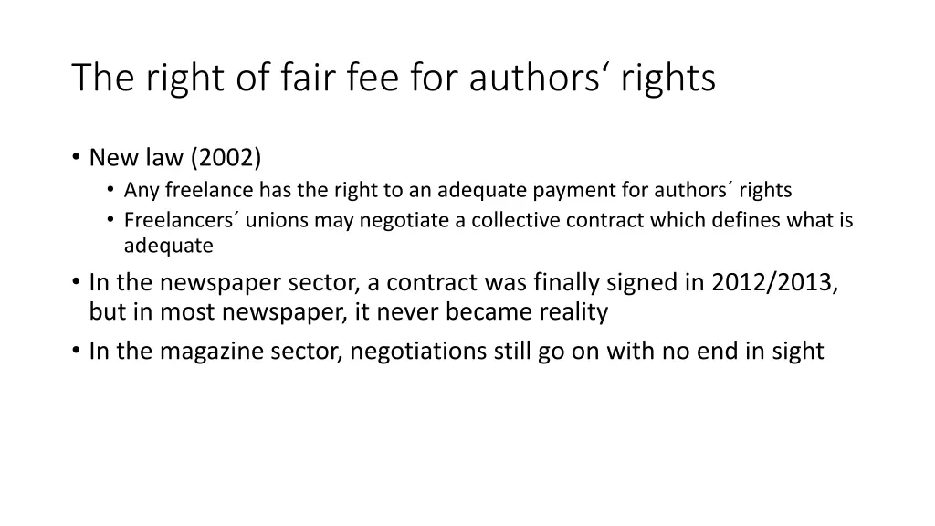 the right of fair fee for authors rights