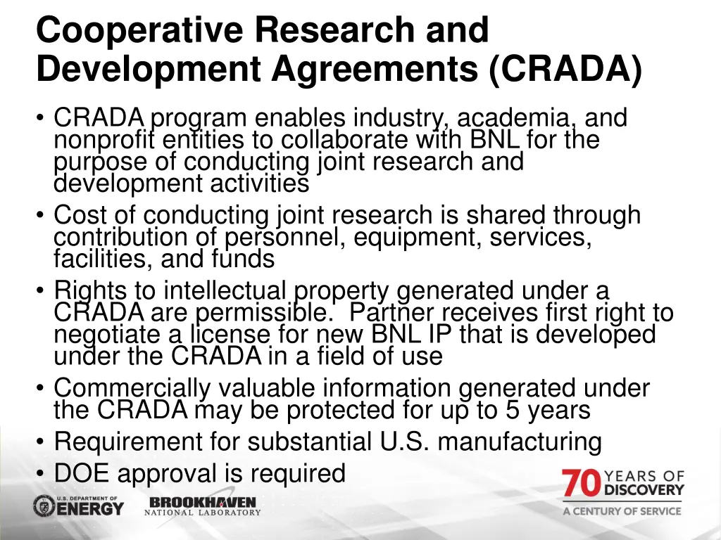 cooperative research and development agreements