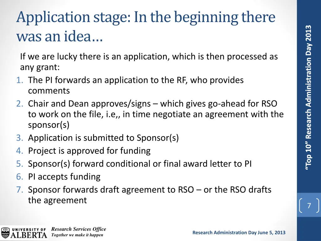 application stage in the beginning there