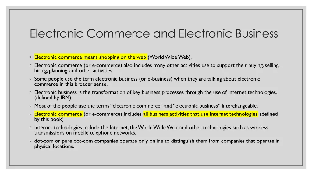 electronic commerce and electronic business