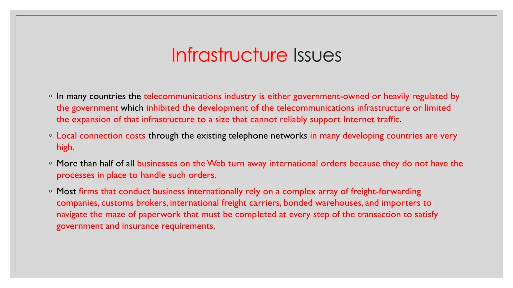 infrastructure issues