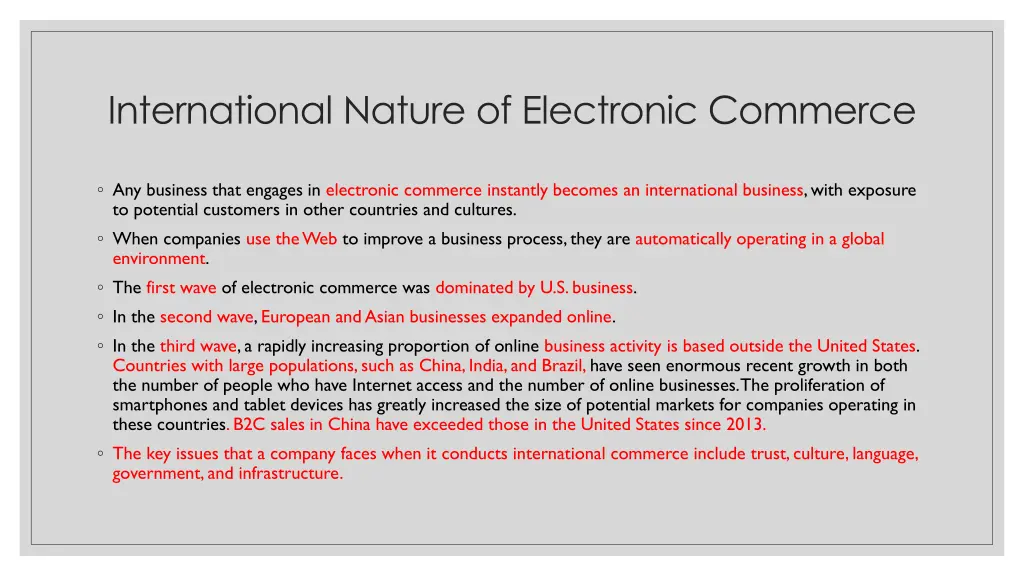 international nature of electronic commerce