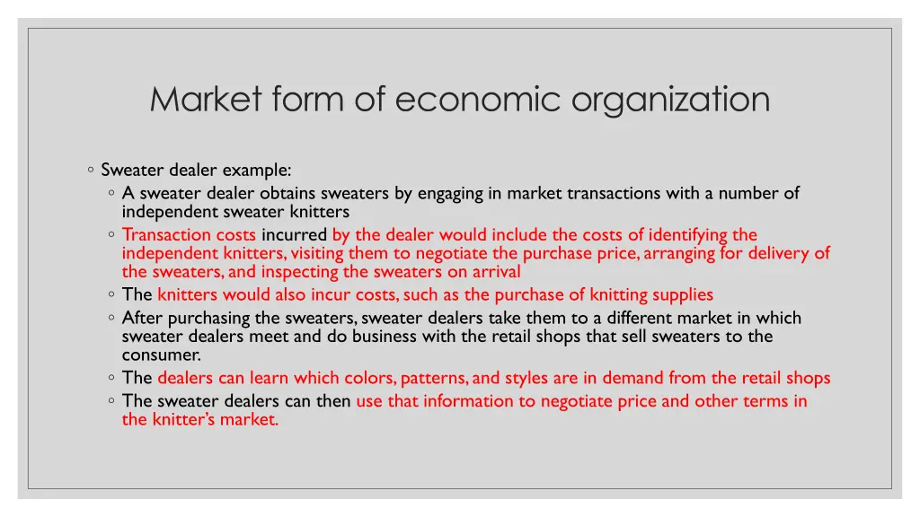 market form of economic organization