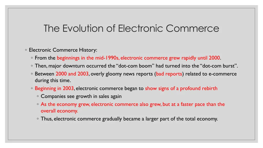 the evolution of electronic commerce