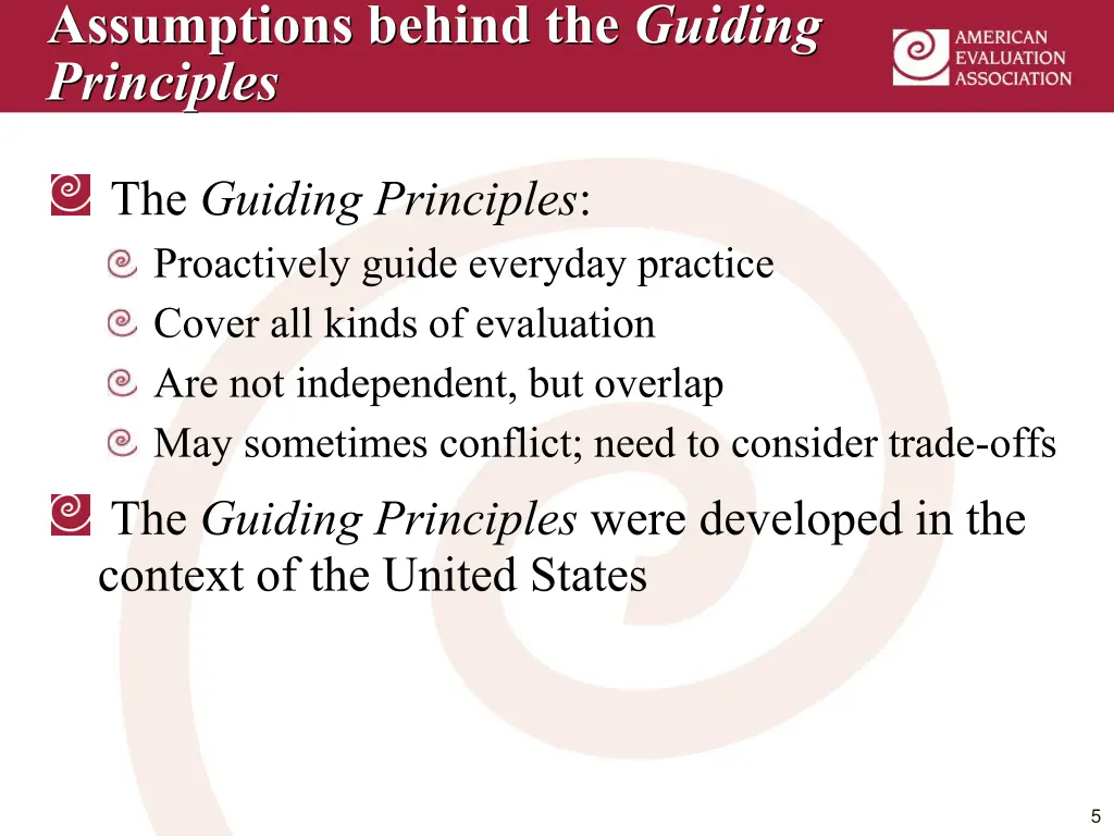 assumptions behind the guiding principles 1