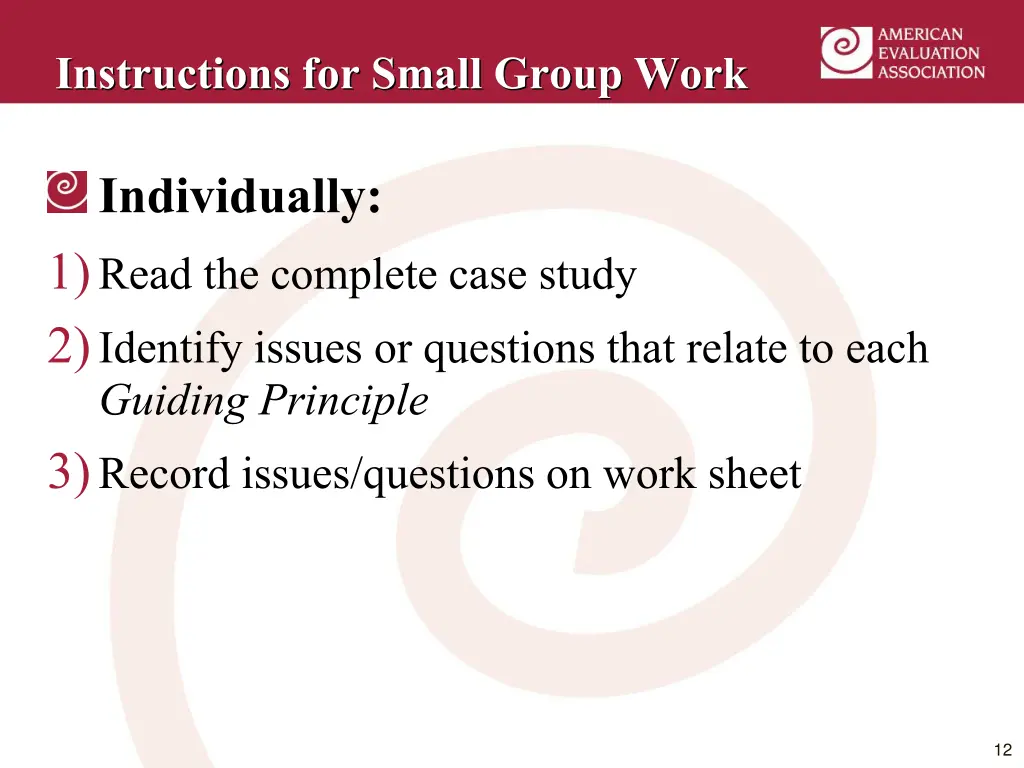 instructions for small group work