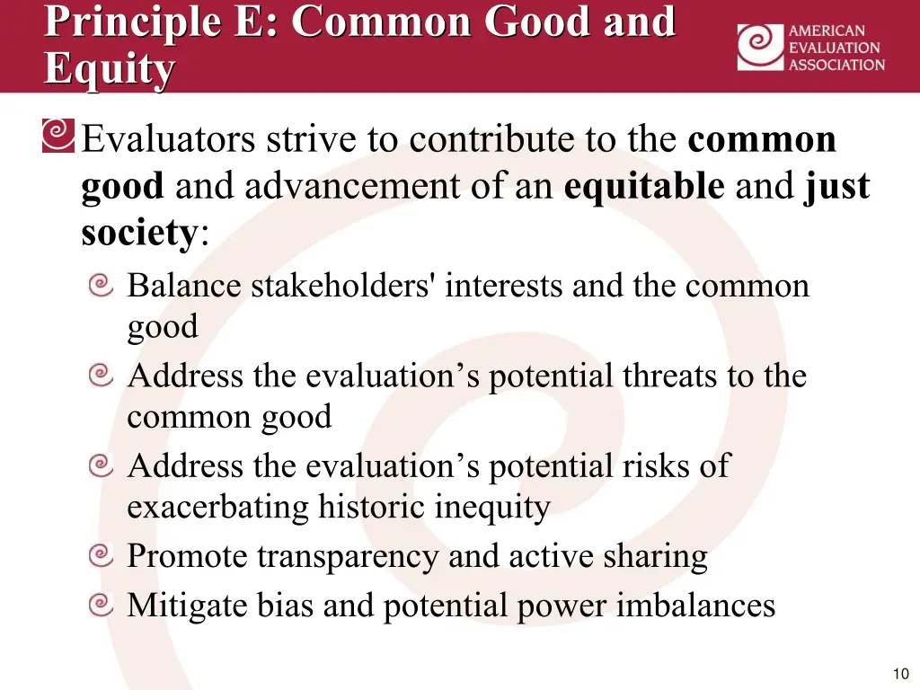 principle e common good and equity