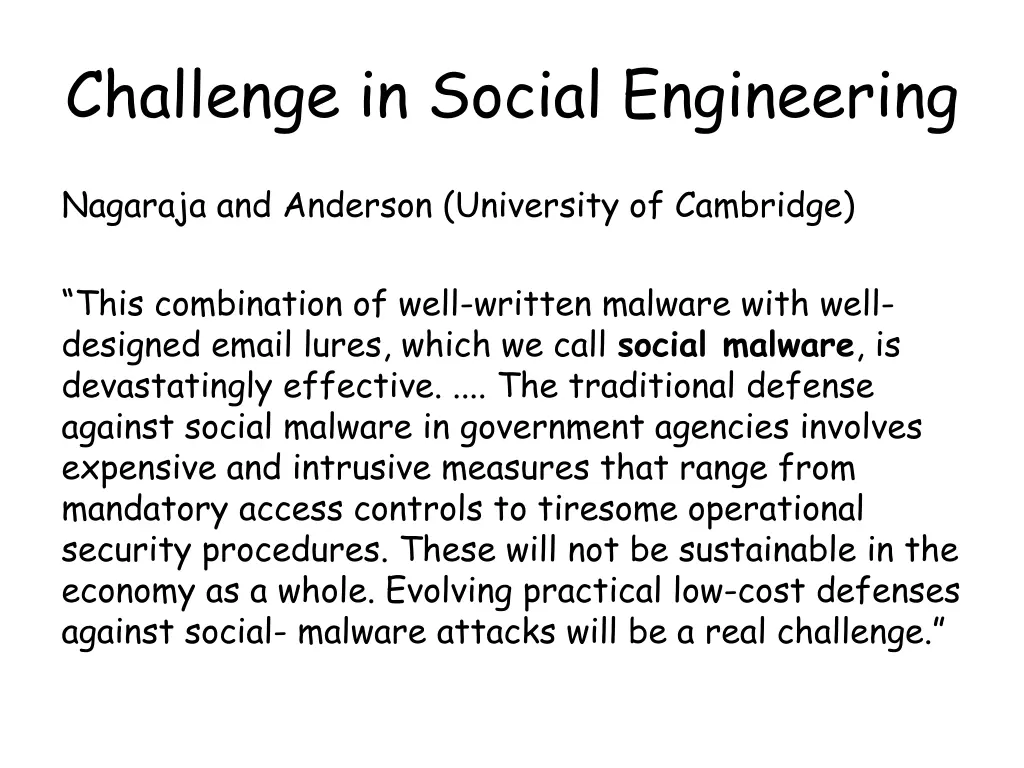 challenge in social engineering