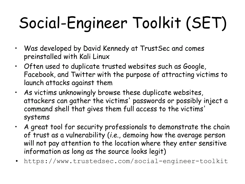 social engineer toolkit set