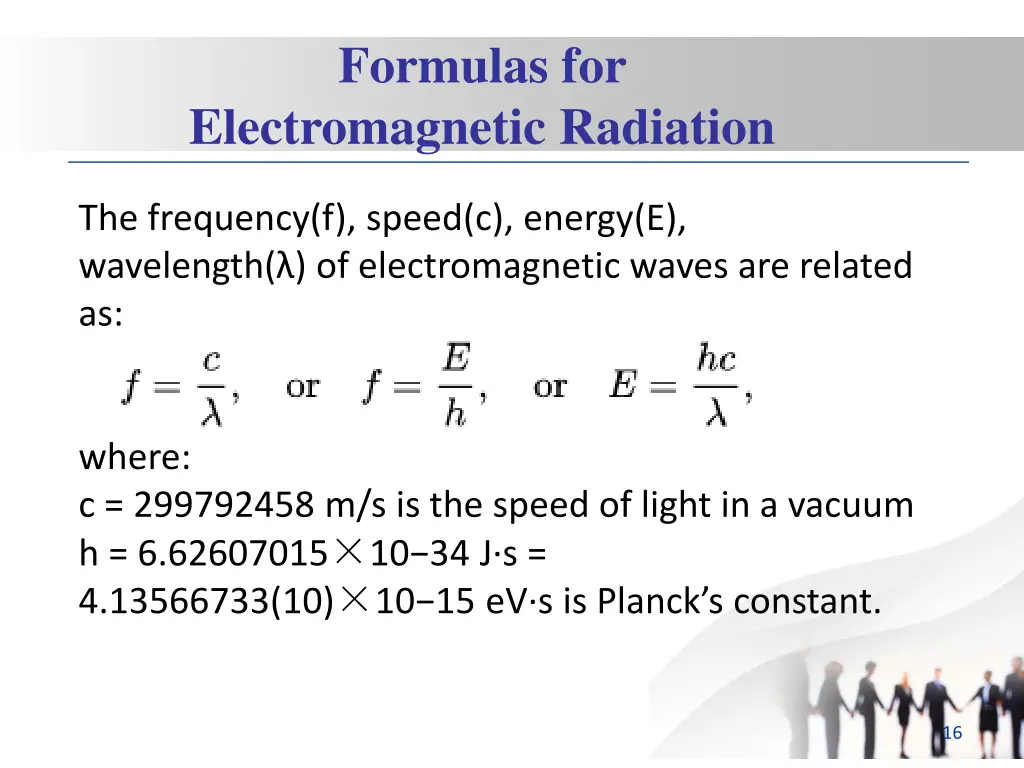 formulas for electromagnetic radiation