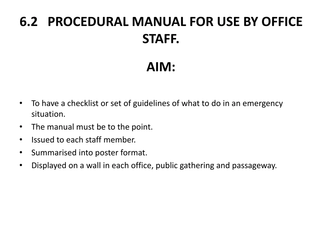 6 2 procedural manual for use by office staff