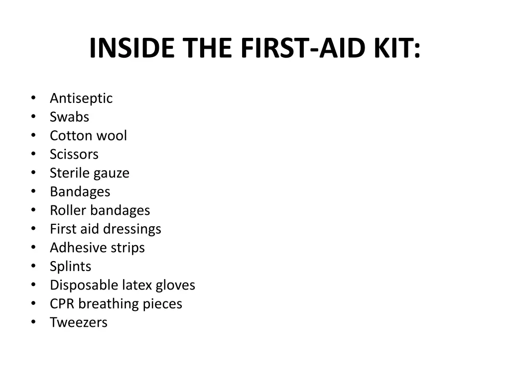 inside the first aid kit